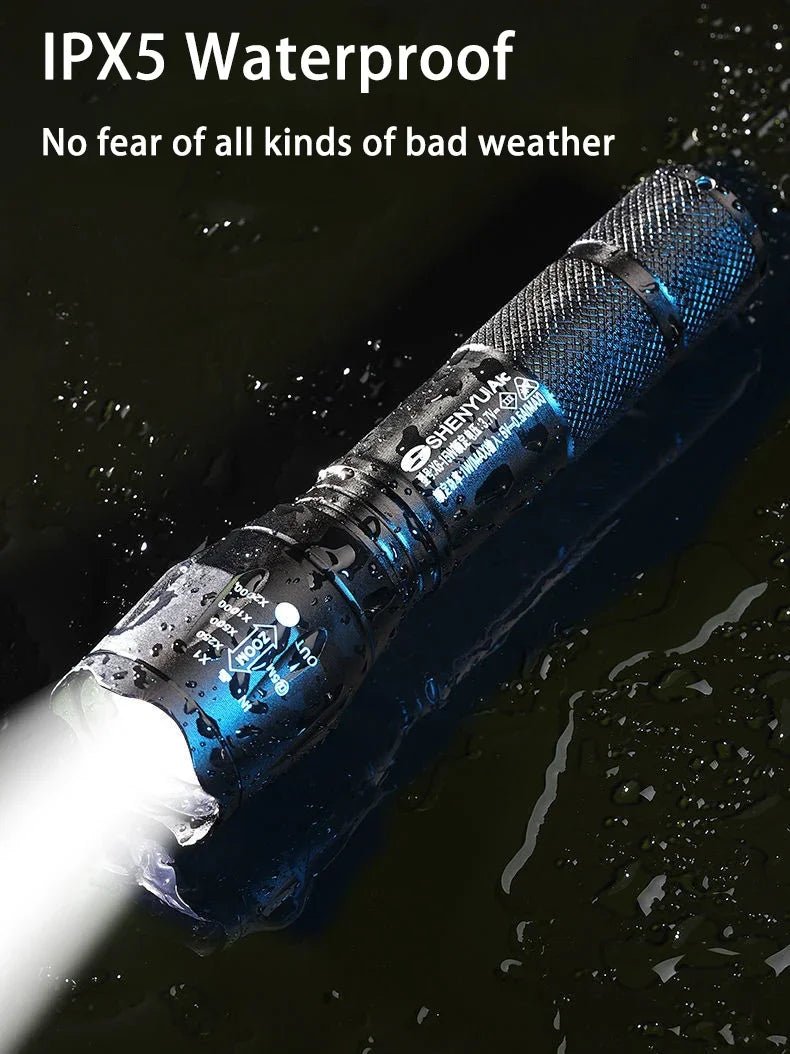 Powerful LED Flashlight Aluminum Alloy Portable Torch USB ReChargeable Outdoor Camping Tactical Flash Light - silverfoxgoods